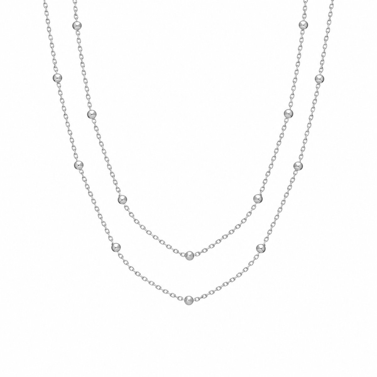 İkili Kombin Top Zincir Kolye | 925 Ayar Gümüş – Jeweliay Jewelry – 2 – Silver beyaz fon #RENK_silver
