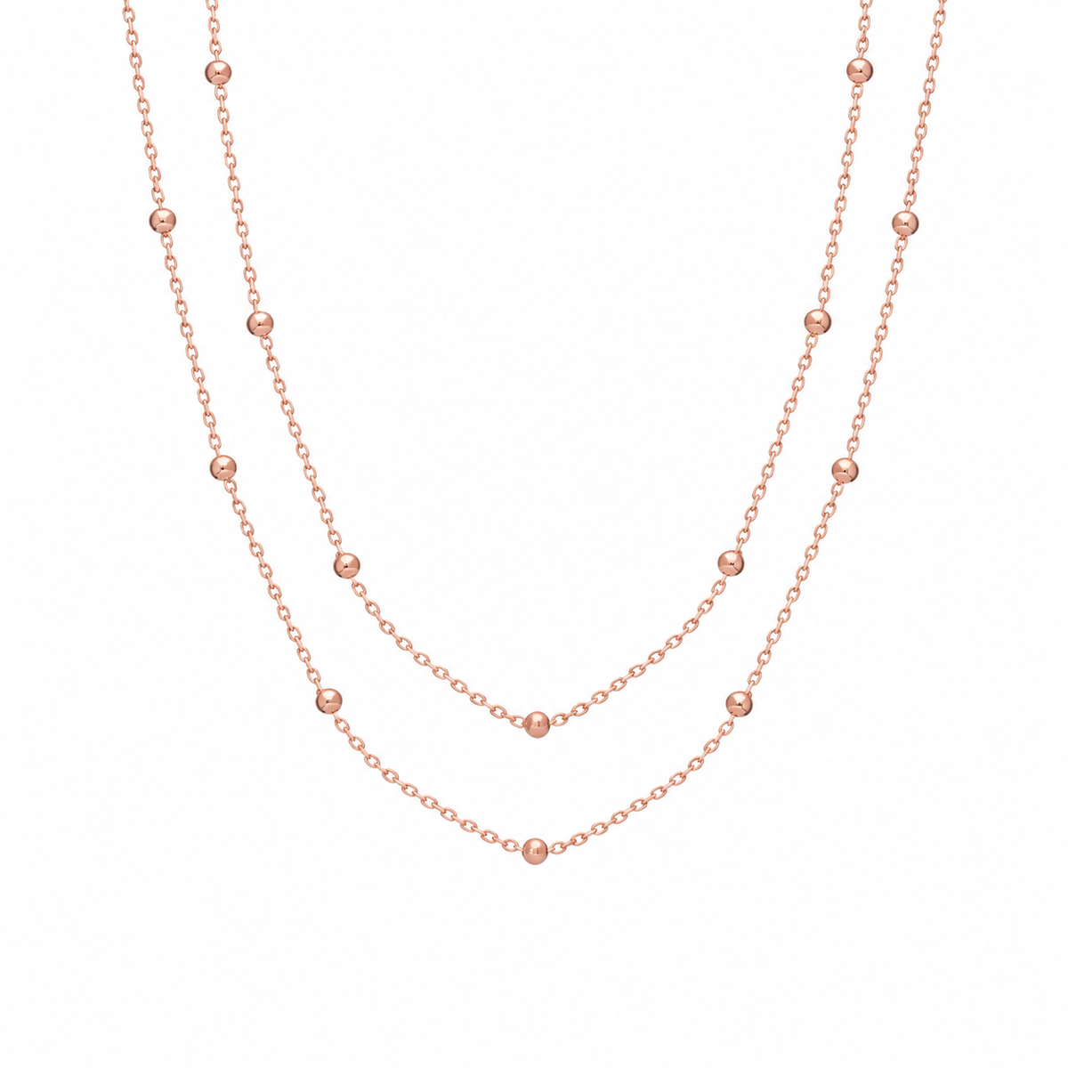 İkili Kombin Top Zincir Kolye | 925 Ayar Gümüş – Jeweliay Jewelry – 3 – Rose beyaz fon #RENK_rose