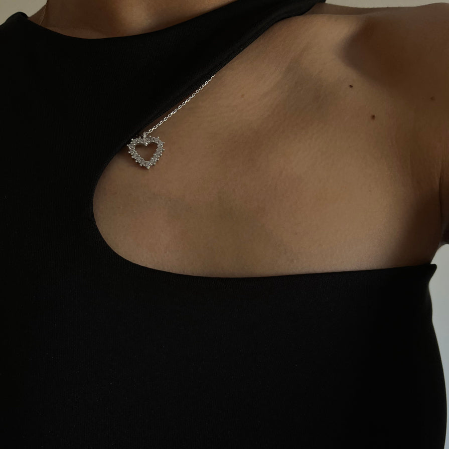 Işıltılı Zirkon Taşlı Kalp Kolye | 925 Ayar Gümüş – Jeweliay Jewelry – 5