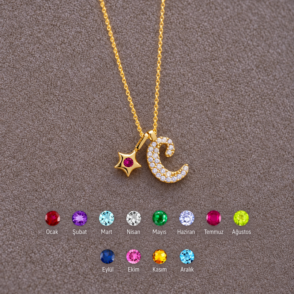 Kişiye Özel Zirkon Harfli Mini Yıldız Doğum Taşı Kolye | 925 Ayar Gümüş – Jeweliay Jewelry – 4