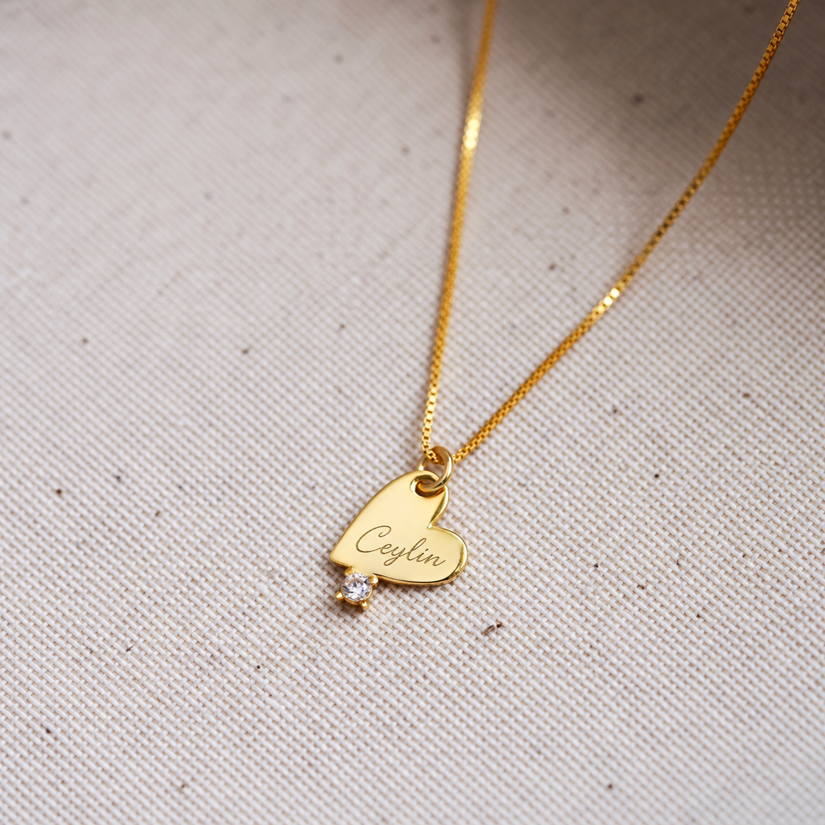 Kişiye Özel Taş Detaylı Kazımalı Kalp Kolye | 925 Ayar Gümüş – Jeweliay Jewelry – 3
