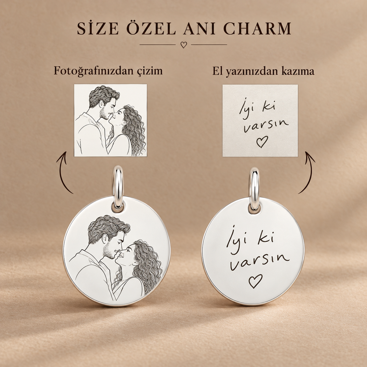 Kişiye Özel Anı Fotoğraf ve Yazı Charm | 925 Ayar Gümüş – Jeweliay Jewelry – 3
