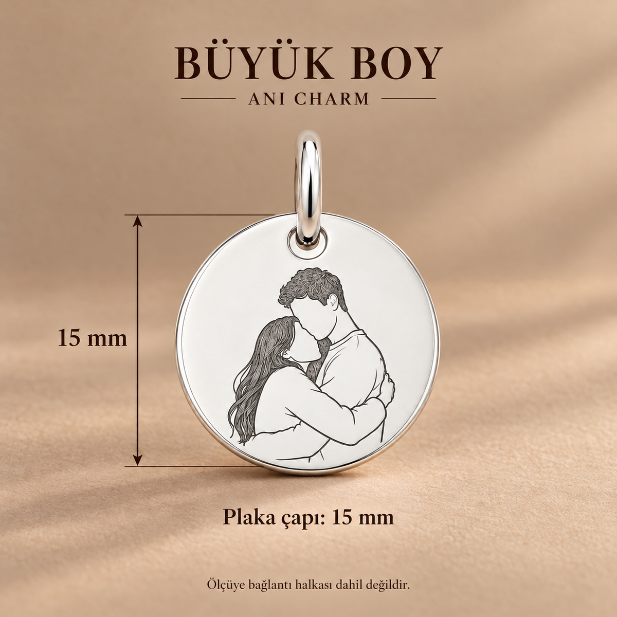 Anı Charm – büyük boy – 15 mm plaka çapı – Jeweliay Jewelry