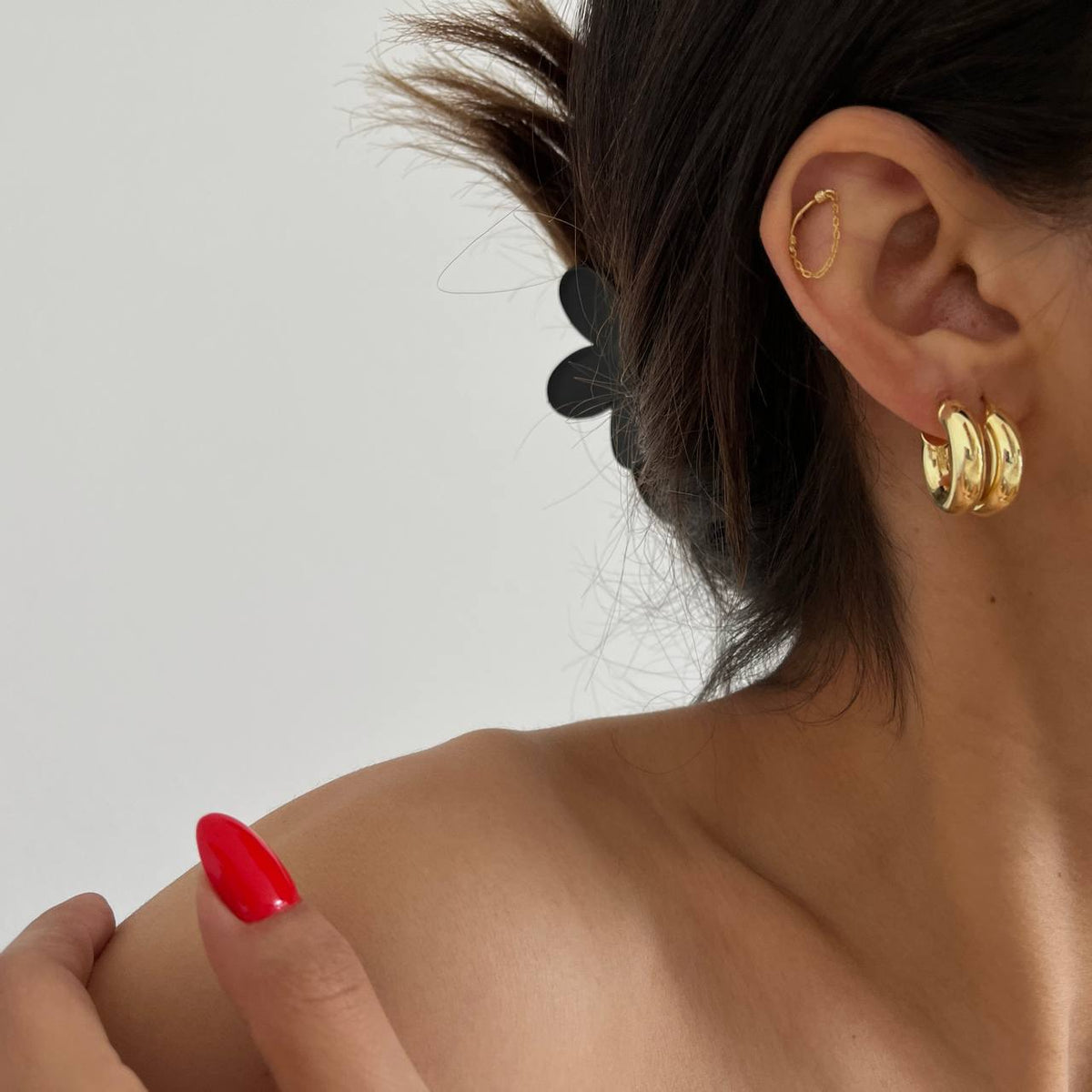 Kalın Şarnel Halka Küpe | 925 Ayar Gümüş – Jeweliay Jewelry – 4
