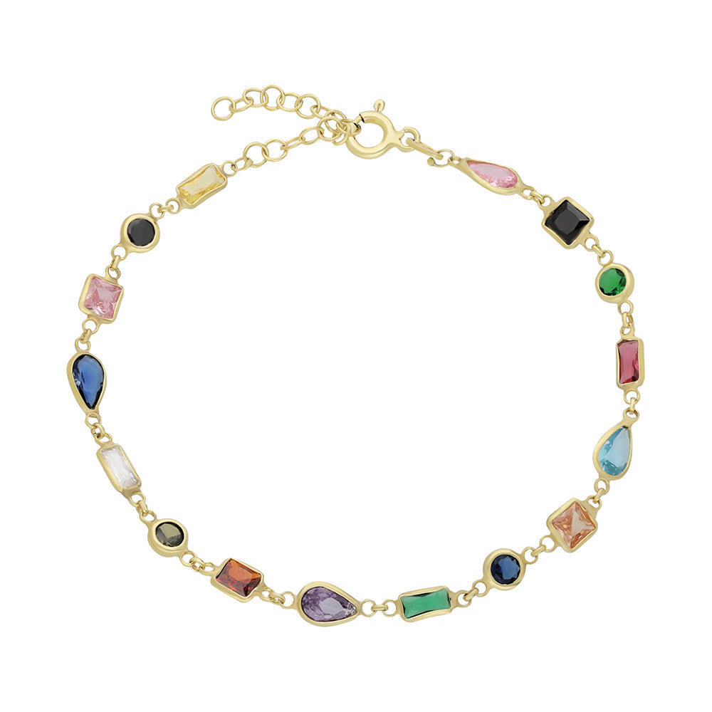 RENKLİ ZİRKON TAŞLI YAZ BİLEKLİĞİ | 925 GÜMÜŞ