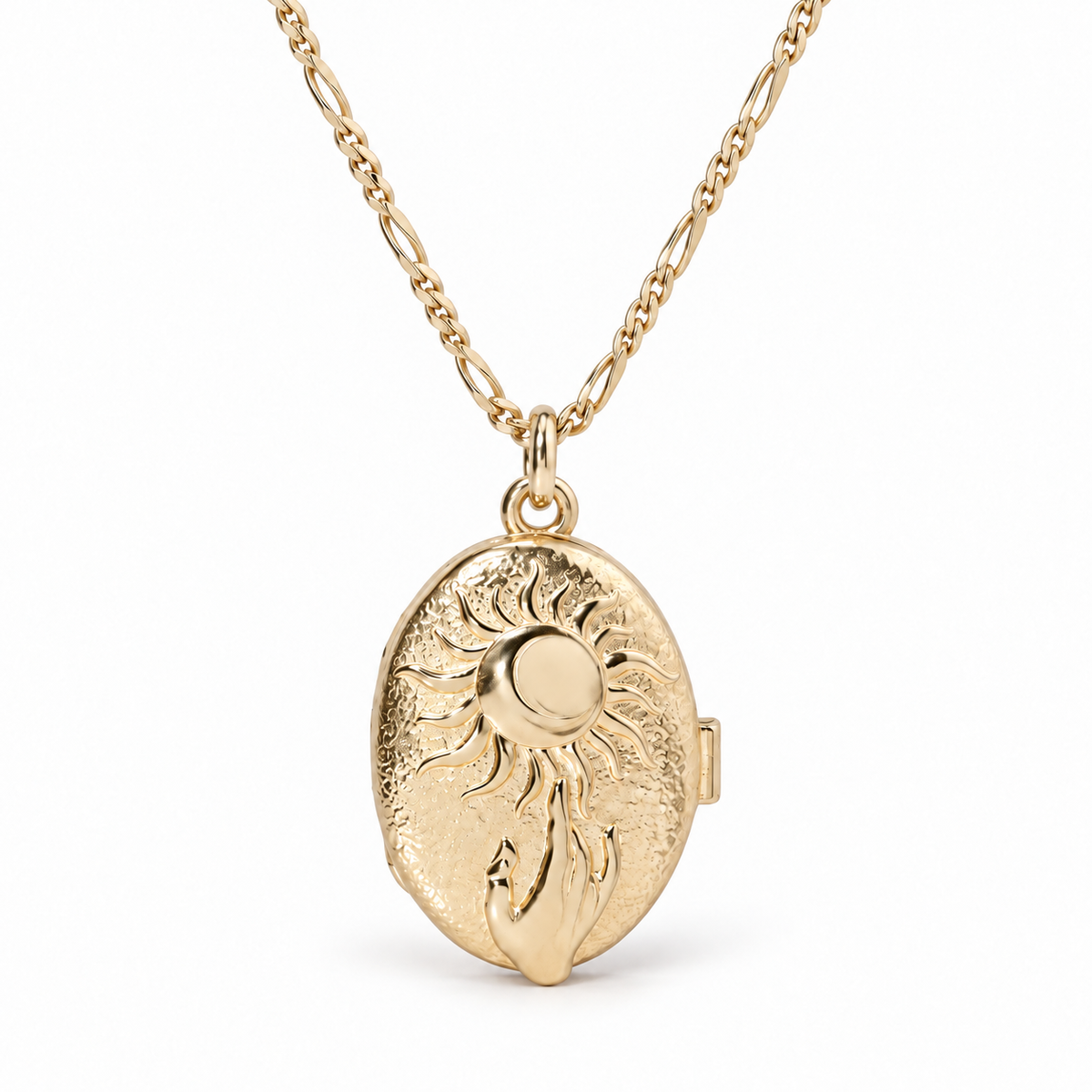 Kişiye Özel Antik Güneş Desenli Fotoğraflı Kapaklı Kolye | 925 Ayar Gümüş – Jeweliay Jewelry – 5 – Gold beyaz fon #RENK_gold