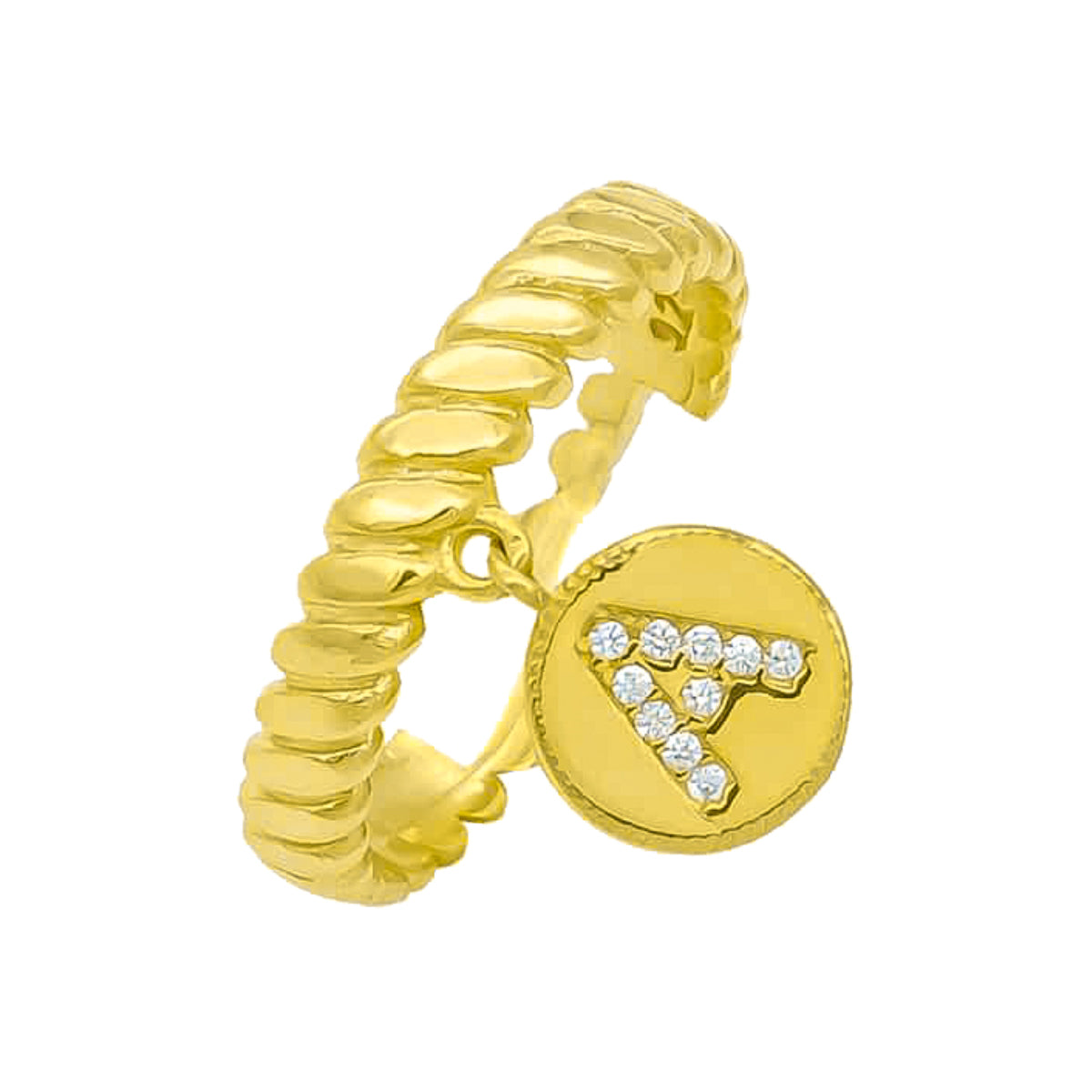 Kişiye Özel Burma Motifli Zirkon Taşlı Harf Yüzük | 925 Ayar Gümüş – Jeweliay Jewelry – 1 – Gold beyaz fon #RENK_gold