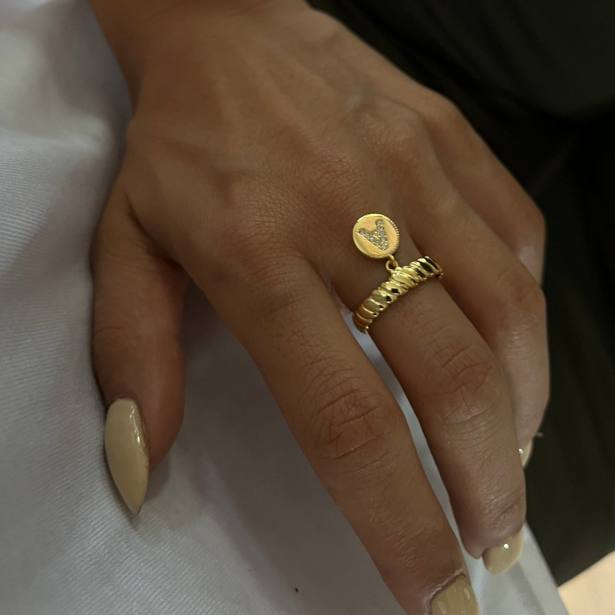 Kişiye Özel Burma Motifli Zirkon Taşlı Harf Yüzük | 925 Ayar Gümüş – Jeweliay Jewelry – 4