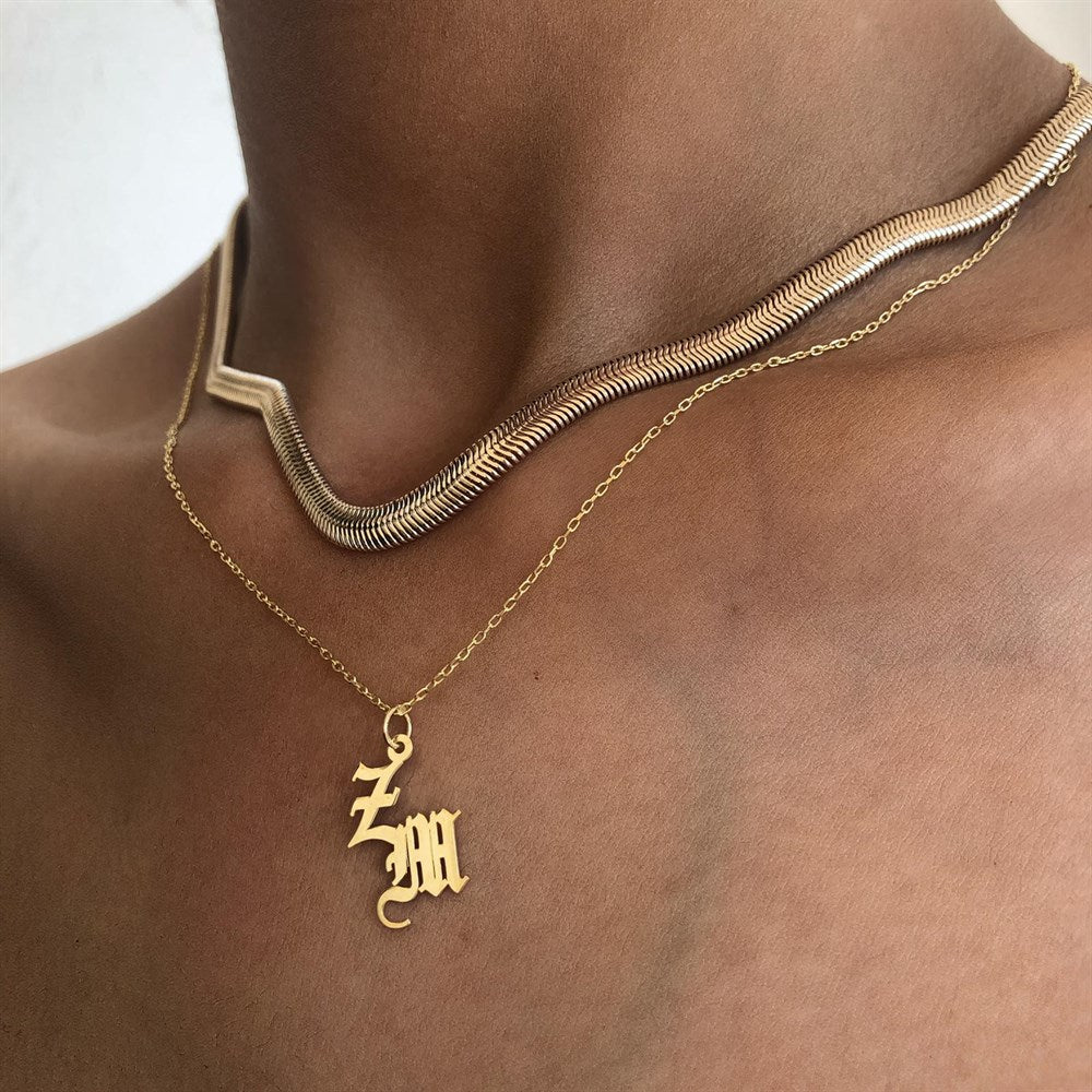 Kişiye Özel Çift Gotik Harf Kolye | 925 Ayar Gümüş – Jeweliay Jewelry – 4