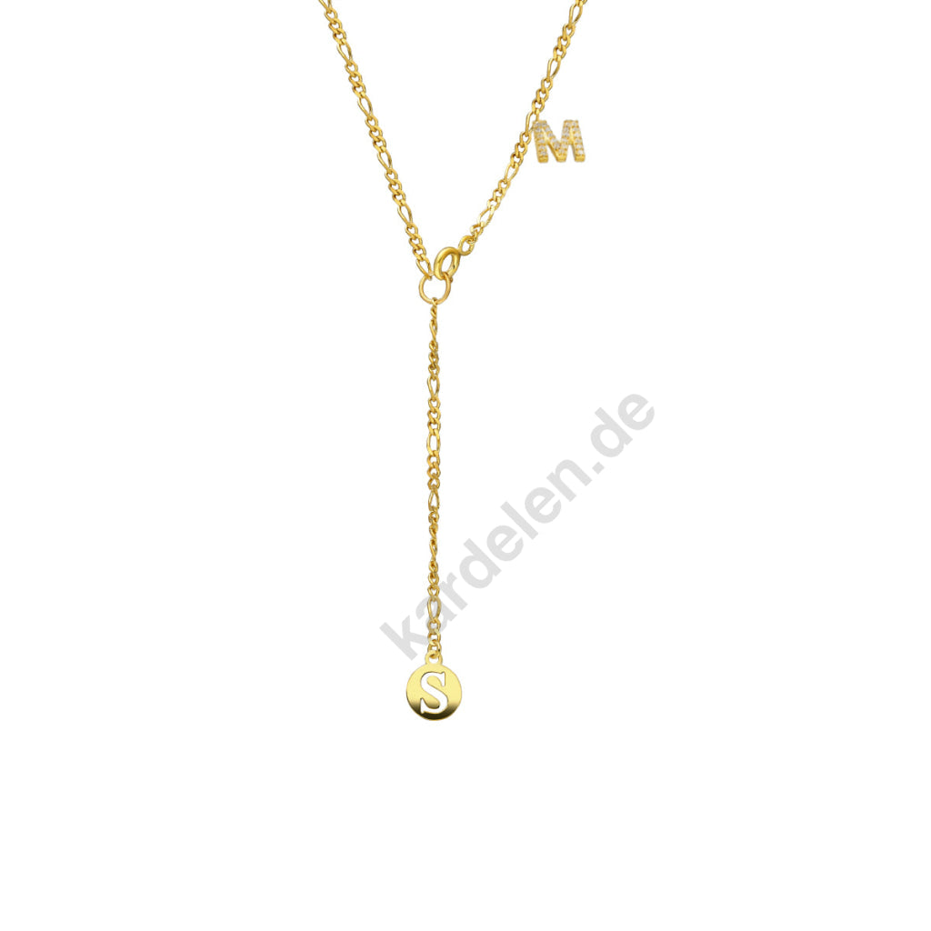 Kişiye Özel Çift Harf Figaro Zincir Y Kolye | 925 Ayar Gümüş – Jeweliay Jewelry – 1 – Gold beyaz fon #RENK_gold