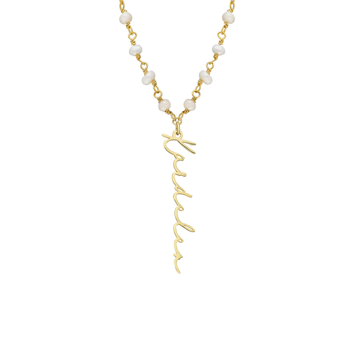 Kişiye Özel Dikey İsim Yazılı İncili Zincir Kolye | 925 Ayar Gümüş – Jeweliay Jewelry – 1 – Gold beyaz fon #RENK_gold