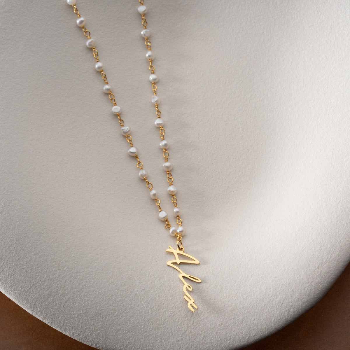 Kişiye Özel Dikey İsim Yazılı İncili Zincir Kolye | 925 Ayar Gümüş – Jeweliay Jewelry – 7