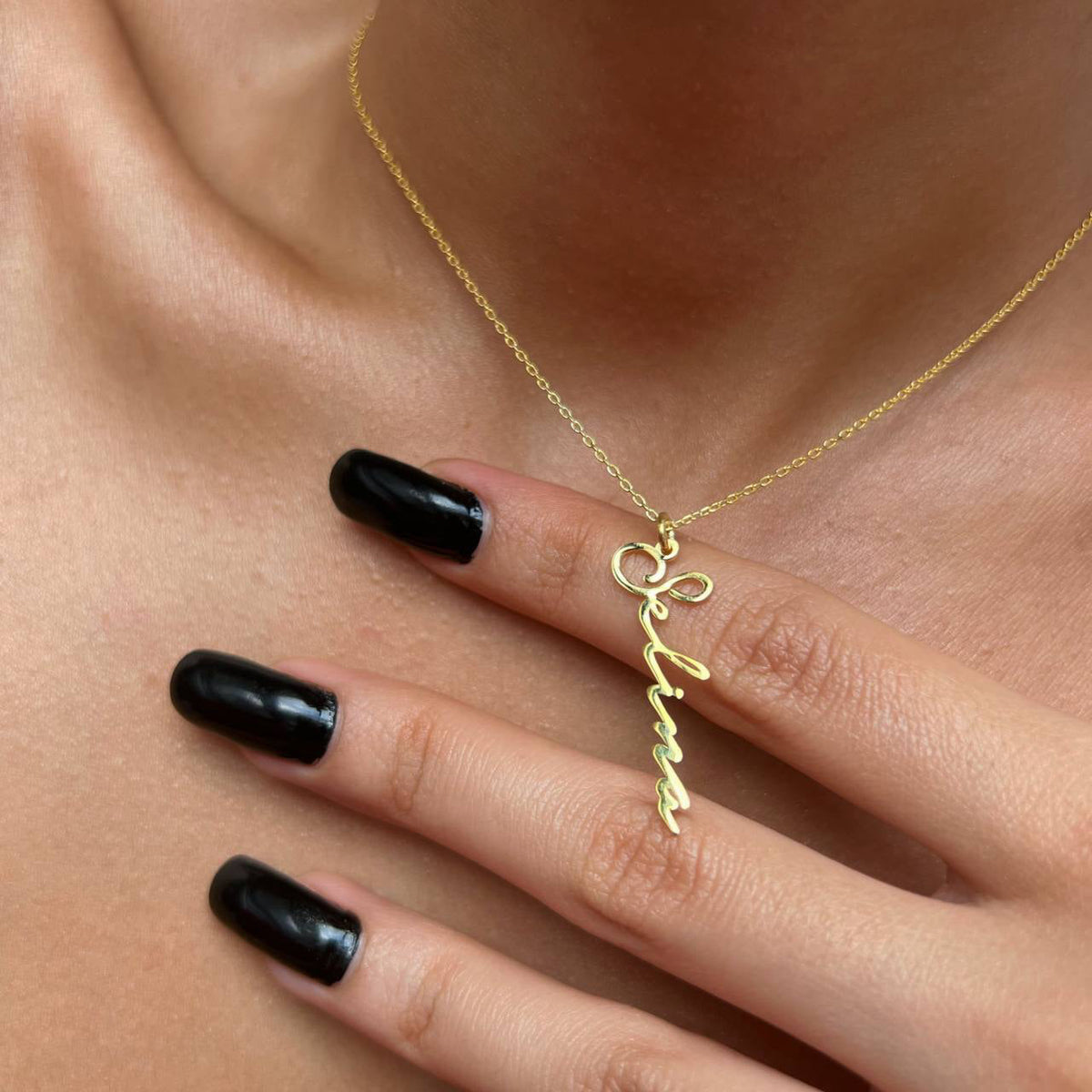 Kişiye Özel Dikey İsim Yazılı Notera Fontlu Kolye | 925 Ayar Gümüş – Jeweliay Jewelry – 15