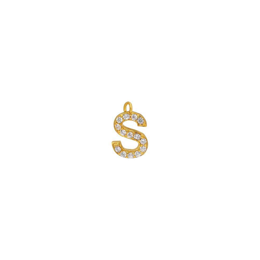 Kişiye Özel Ek Harf Charm | 925 Ayar Gümüş – Jeweliay Jewelry – 1 – Gold – Taşlı beyaz fon #RENK_gold