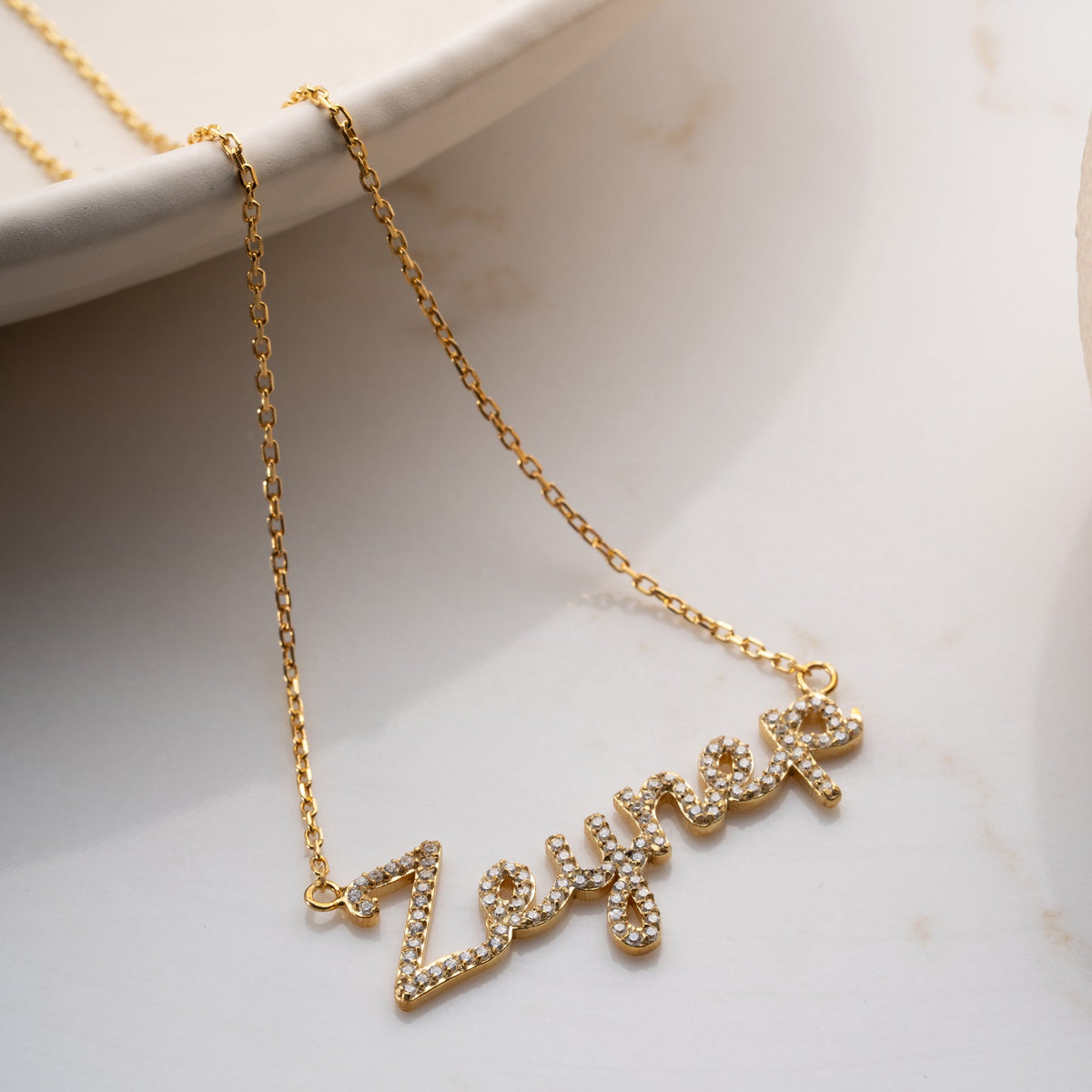 Kişiye Özel El Yazısı İsim Yazılı Zirkon Taşlı Kolye | 925 Ayar Gümüş – Jeweliay Jewelry – 4