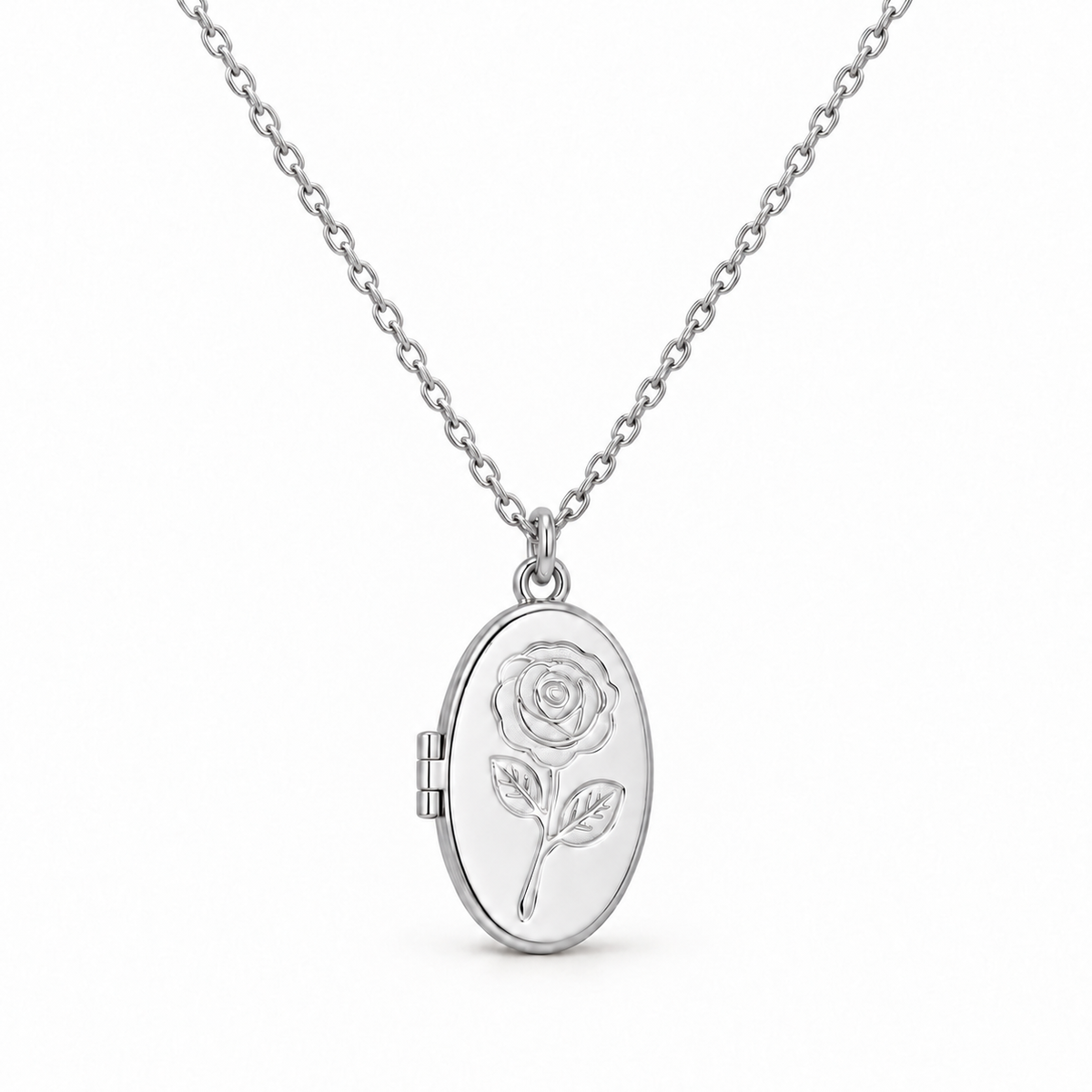 Kişiye Özel Gül Detaylı Fotoğraflı Kapaklı Kolye | 925 Ayar Gümüş – Jeweliay Jewelry – 5 – Silver beyaz fon #RENK_silver