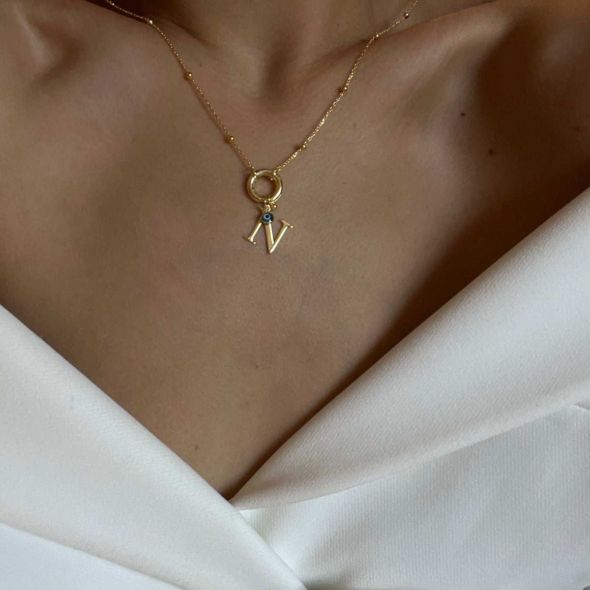 Kişiye Özel Harf Göz Nazar Sallantılı Gemici Top Zincir Kolye | 925 Ayar Gümüş – Jeweliay Jewelry – 10
