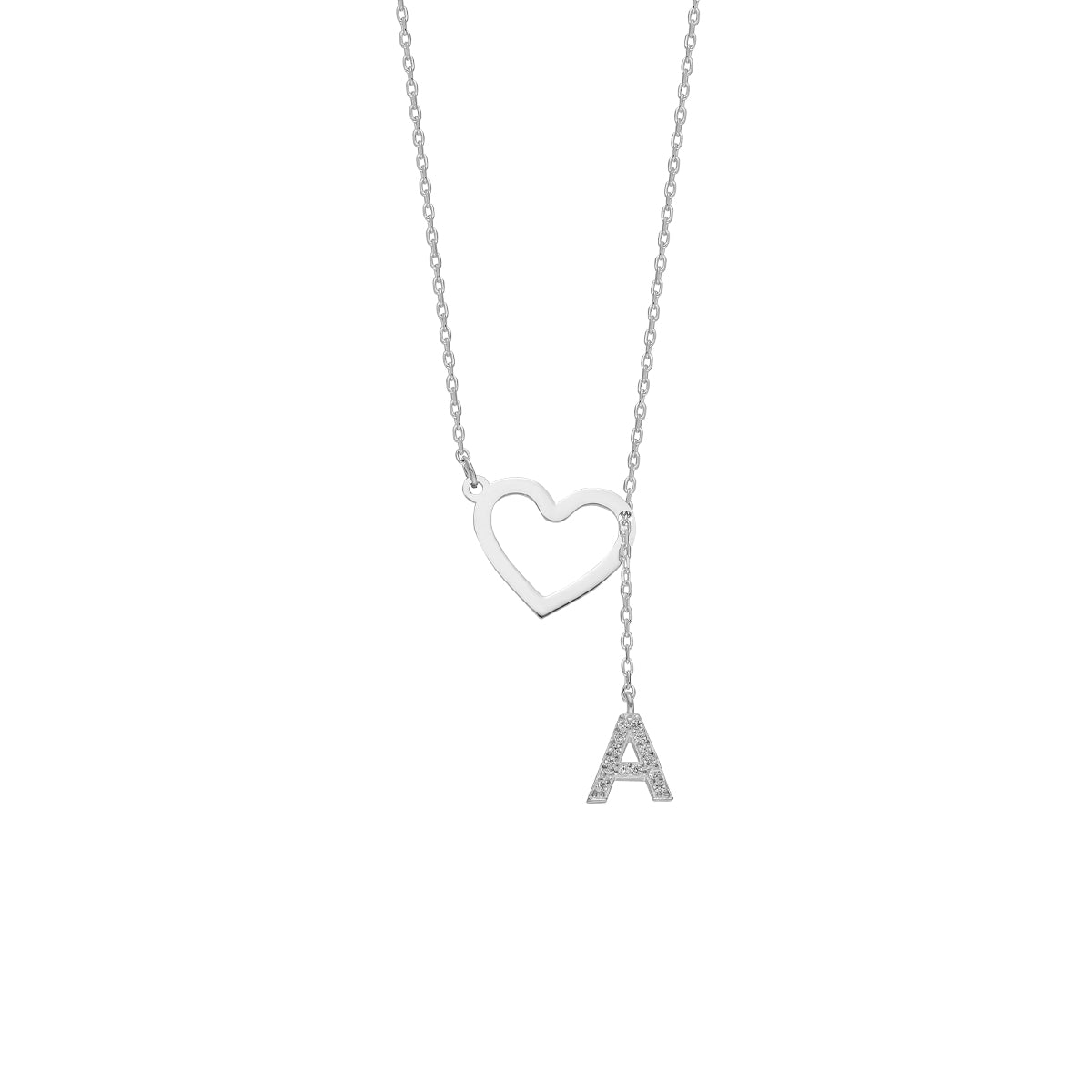 Kişiye Özel Harf Sallantılı Kalp Y Tasarım Kolye | 925 Ayar Gümüş – Jeweliay Jewelry – 4 – Silver beyaz fon #RENK_silver