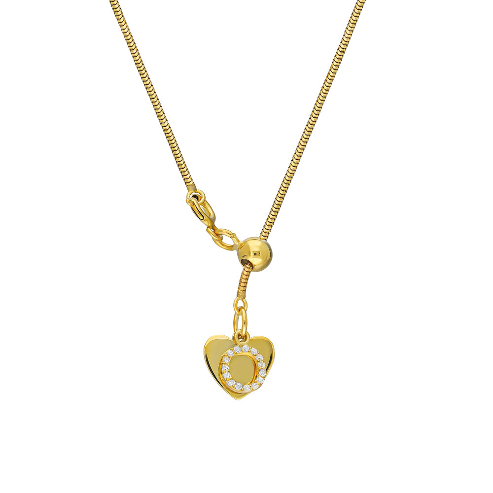 Kişiye Özel Harf Sallantılı Kalpli Asansör Yılan Zincir Kolye | 925 Ayar Gümüş – Jeweliay Jewelry – 1 – Gold – Kalp beyaz fon #RENK_gold