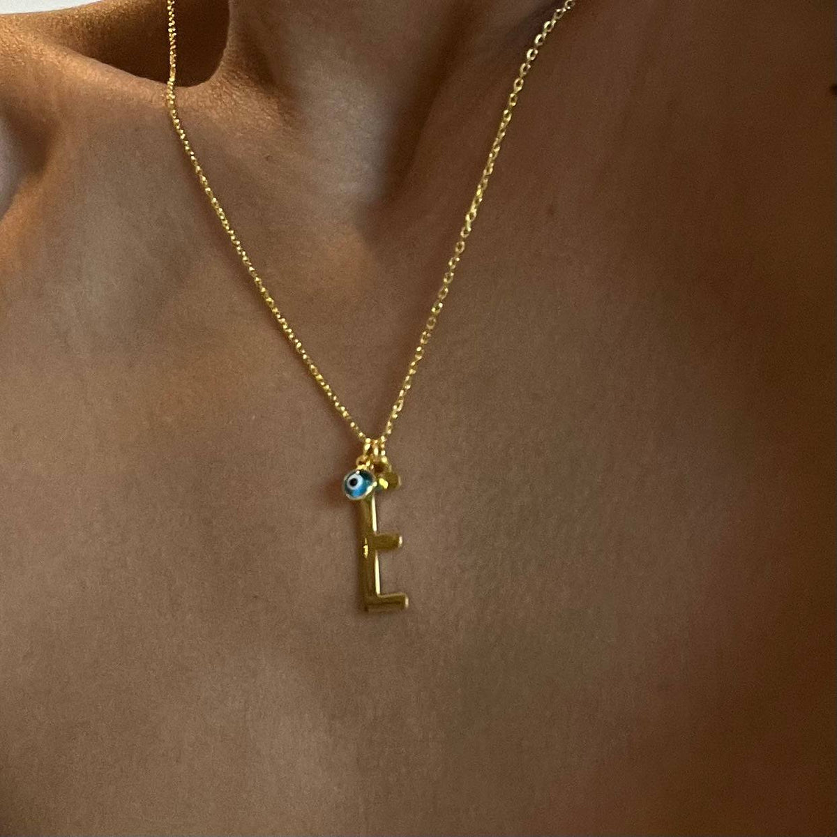 Kişiye Özel Harfli İnce Uzun Göz Nazarlı Kolye | 925 Ayar Gümüş – Jeweliay Jewelry – 4