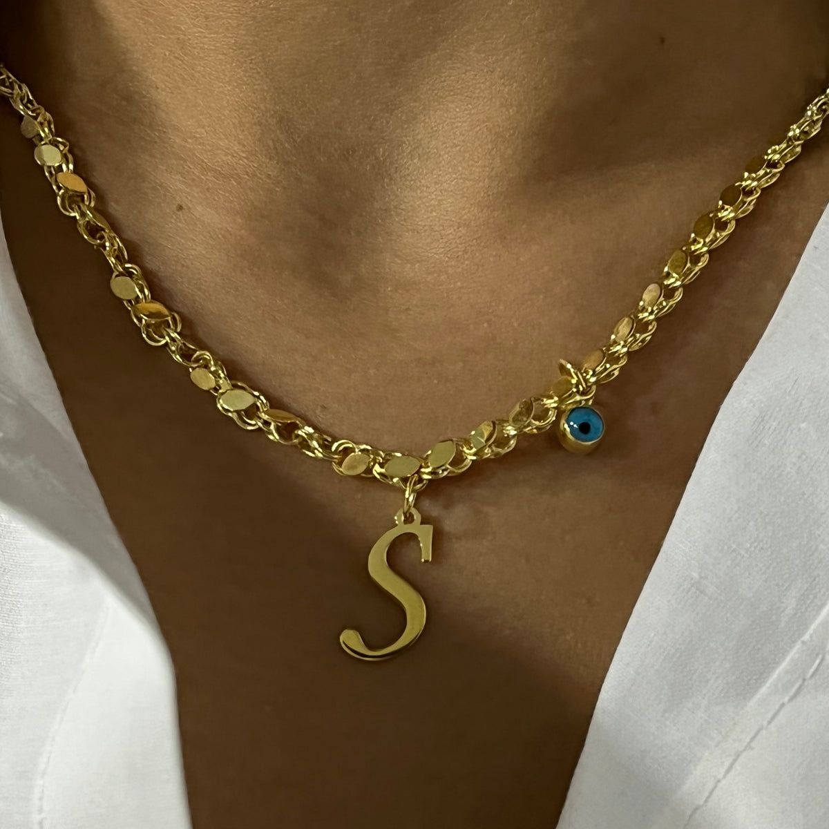 Kişiye Özel Harfli Pullu Zincir Kolye | 925 Ayar Gümüş – Jeweliay Jewelry – 5