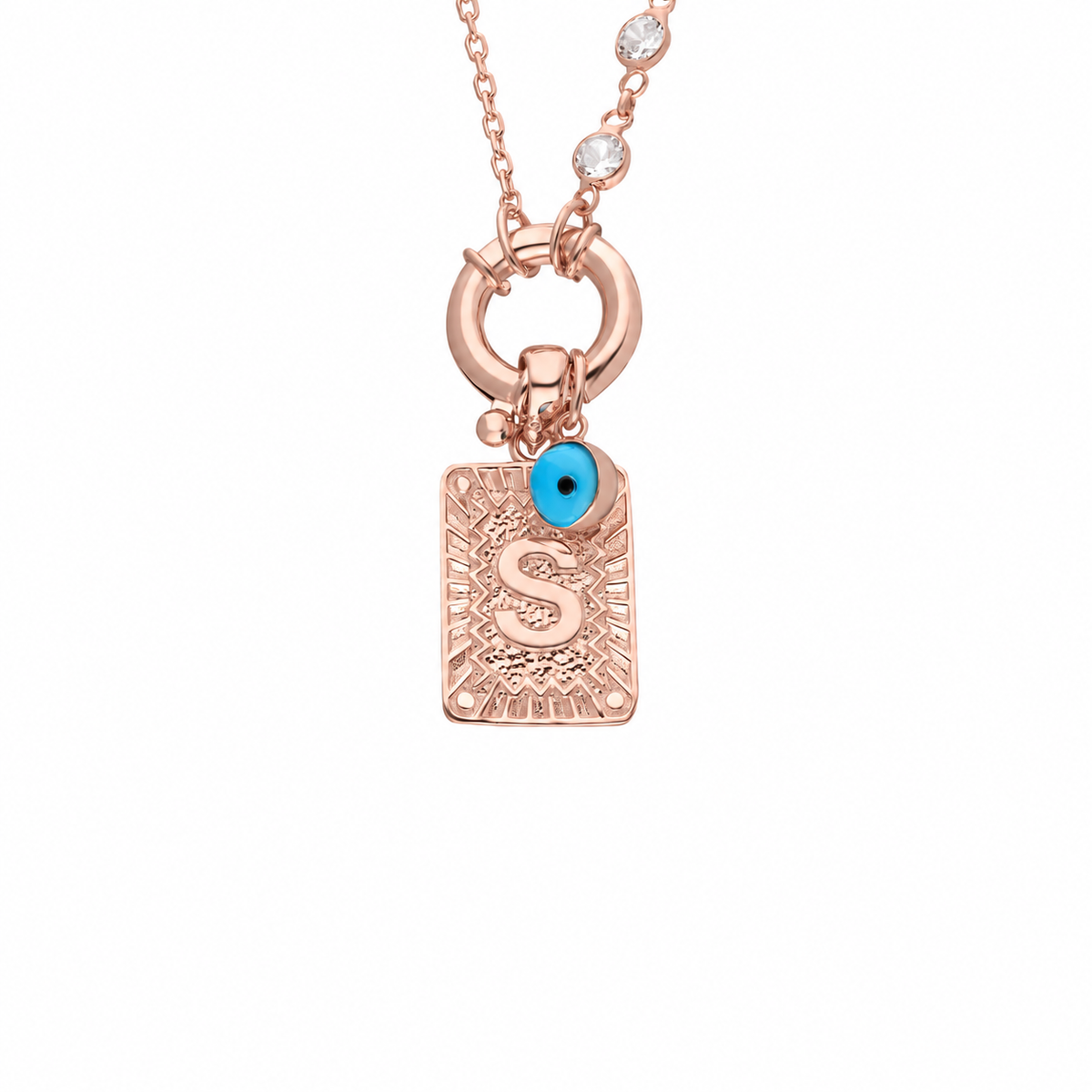 Kişiye Özel Harfli Kapama Taşlı Zincir Kolye | 925 Ayar Gümüş – Jeweliay Jewelry – 10 – Rose beyaz fon #RENK_rose