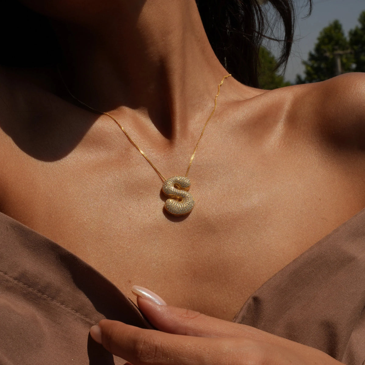 Kişiye Özel Harfli Zirkon Taşlı Büyük Asimetrik Kolye | 925 Ayar Gümüş – Jeweliay Jewelry – 18