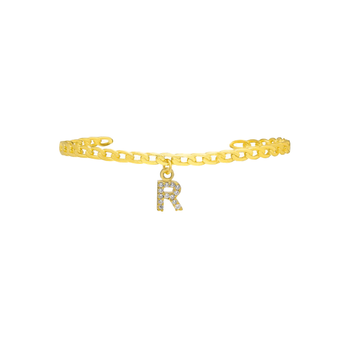 Kişiye Özel Harfli Zirkon Taşlı Kelepçe Bileklik | 925 Ayar Gümüş – Jeweliay Jewelry – 1 – Gold beyaz fon #RENK_gold