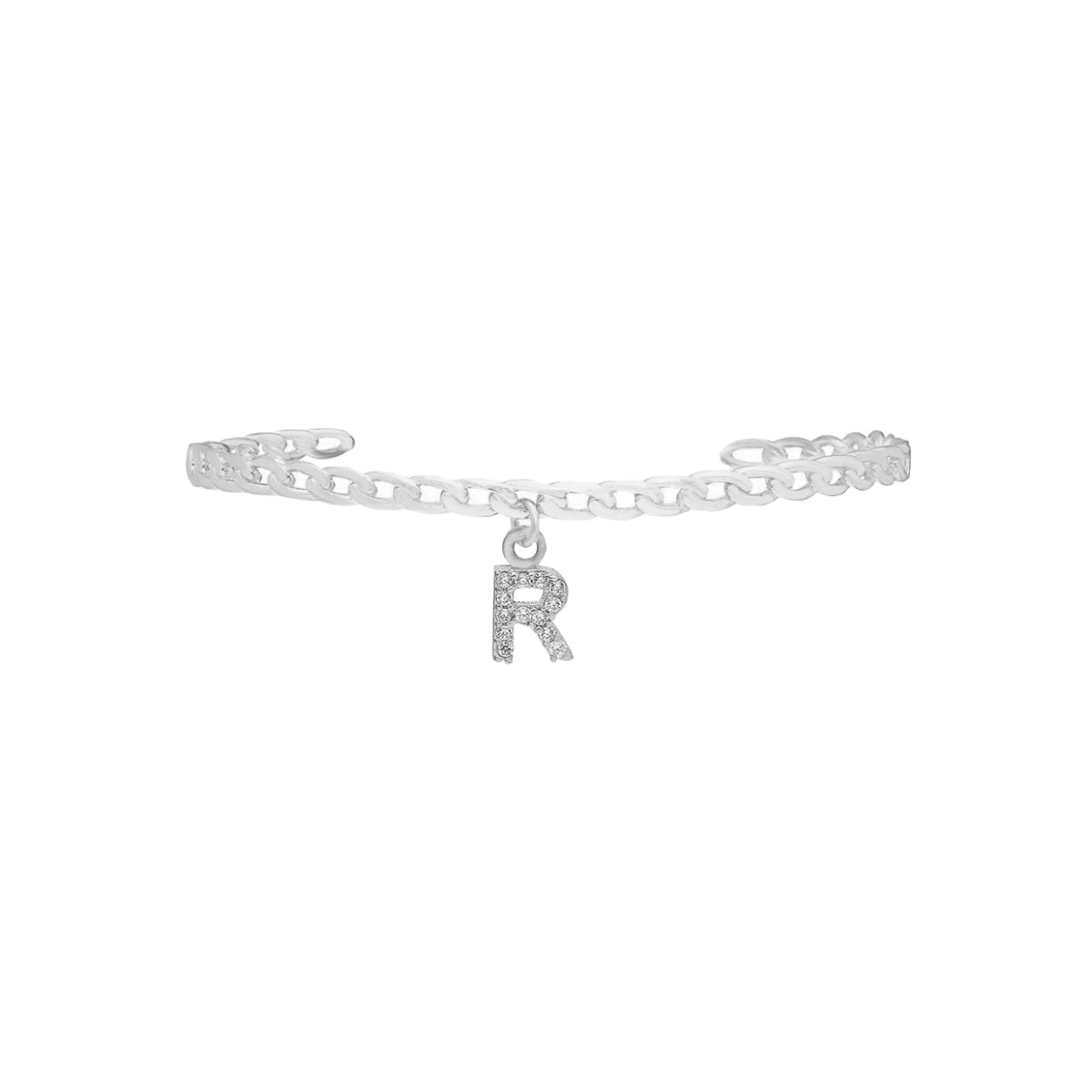 Kişiye Özel Harfli Zirkon Taşlı Kelepçe Bileklik | 925 Ayar Gümüş – Jeweliay Jewelry – 2 – Silver beyaz fon #RENK_silver
