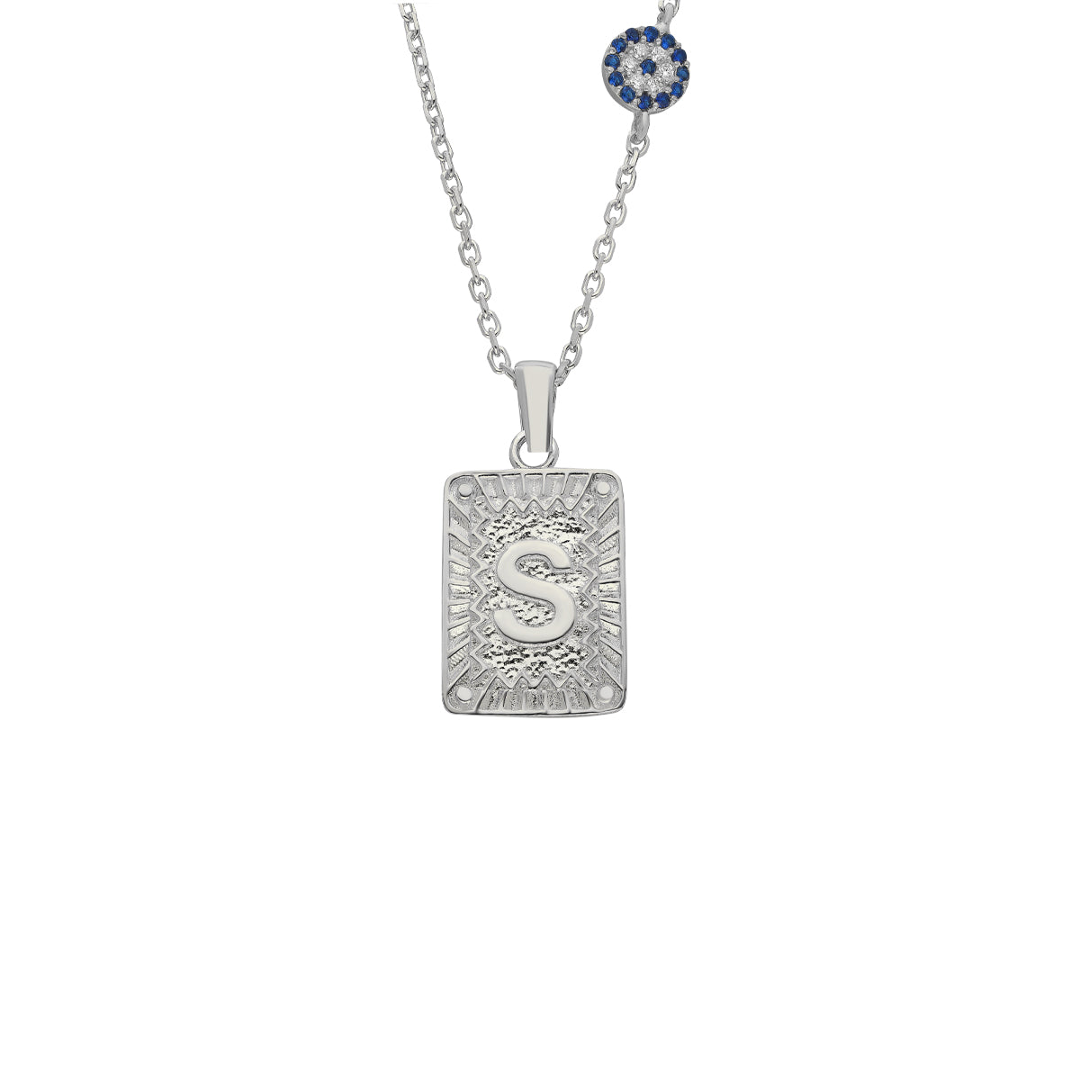 Kişiye Özel Harfli Zirkon Taşlı Nazar Kolye | 925 Ayar Gümüş – Jeweliay Jewelry – 2 – Silver beyaz fon #RENK_silver