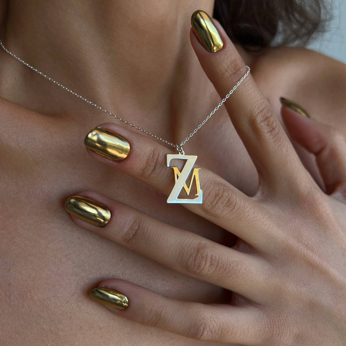 Kişiye Özel İç İçe Harf Çift Renk Kolye | 925 Ayar Gümüş – Jeweliay Jewelry – 3