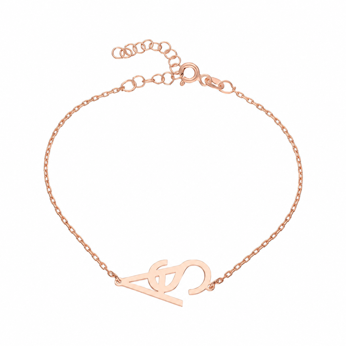Kişiye Özel İç İçe Harfli Bileklik | 925 Ayar Gümüş – Jeweliay Jewelry – 3 – Rose beyaz fon #RENK_rose