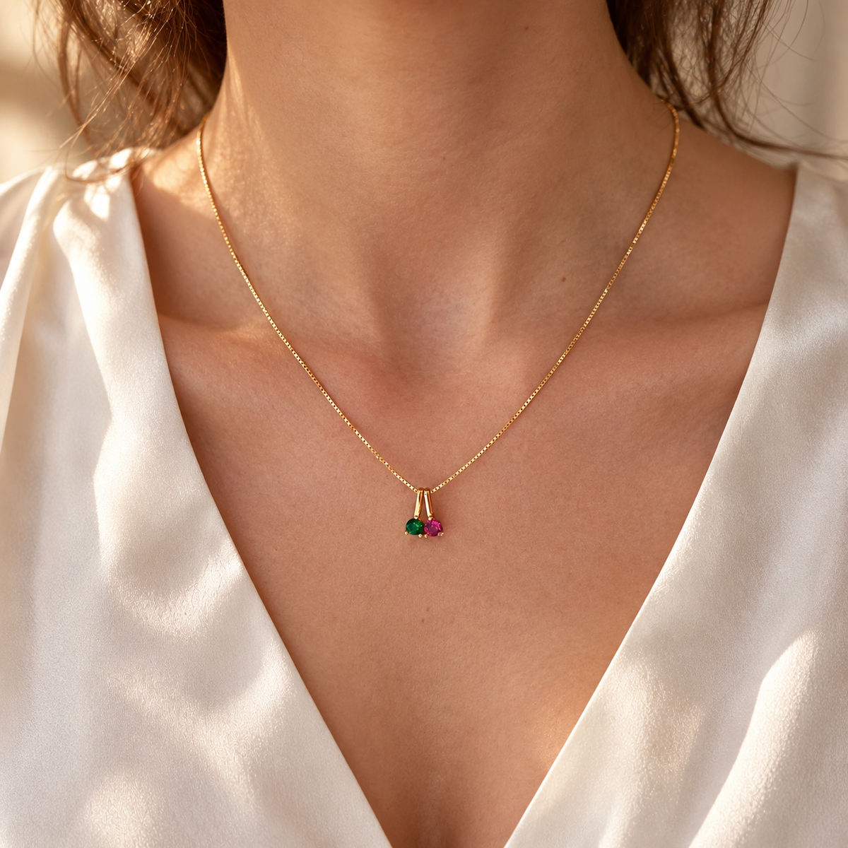 Kişiye Özel İki Doğum Ayı Taşlı Kolye | 925 Ayar Gümüş – Jeweliay Jewelry – 2