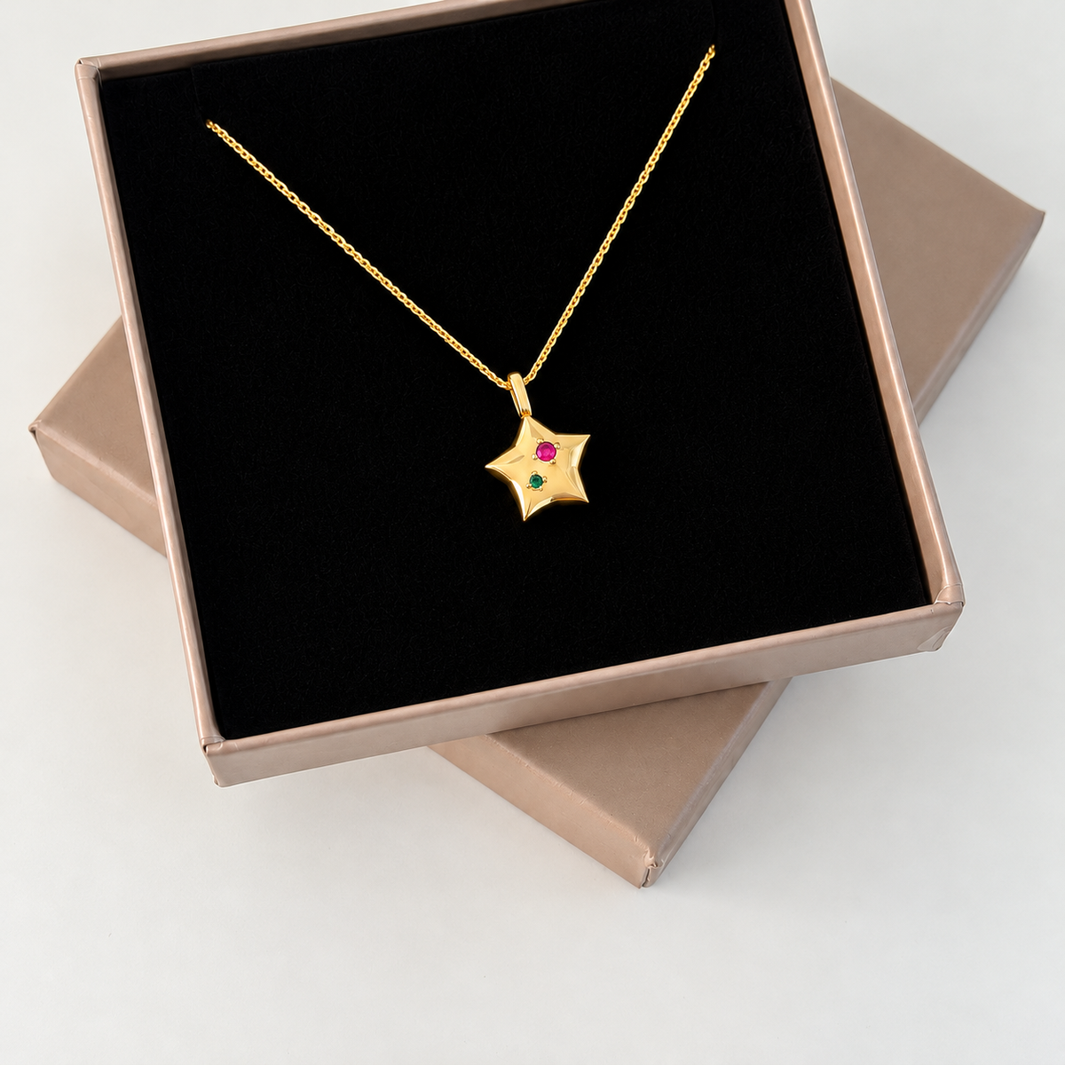 Kişiye Özel İki Doğum Taşlı Yıldız Kolye – Jeweliay Jewelry – 05