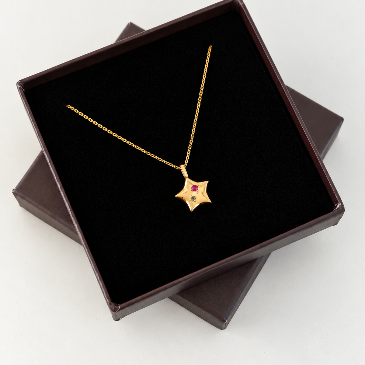 Kişiye Özel İki Doğum Taşlı Yıldız Kolye – Jeweliay Jewelry – 07