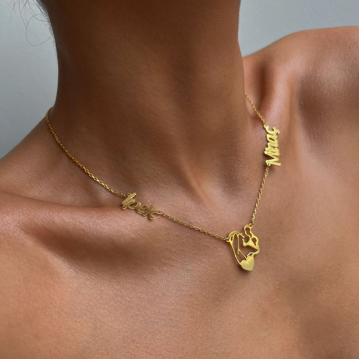 Kişiye Özel İki İsim Yazılı Anne Bebek Kolye | 925 Ayar Gümüş – Jeweliay Jewelry – 5