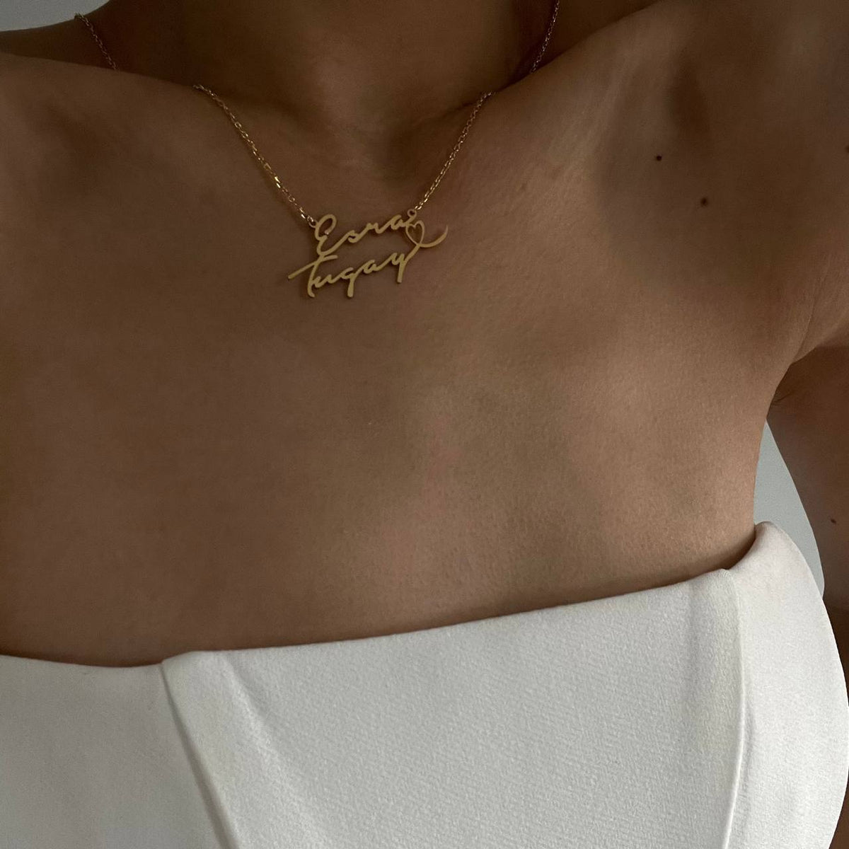 Kişiye Özel İki İsimli Kalpli İmza Kolye | 925 Ayar Gümüş – Jeweliay Jewelry – 4