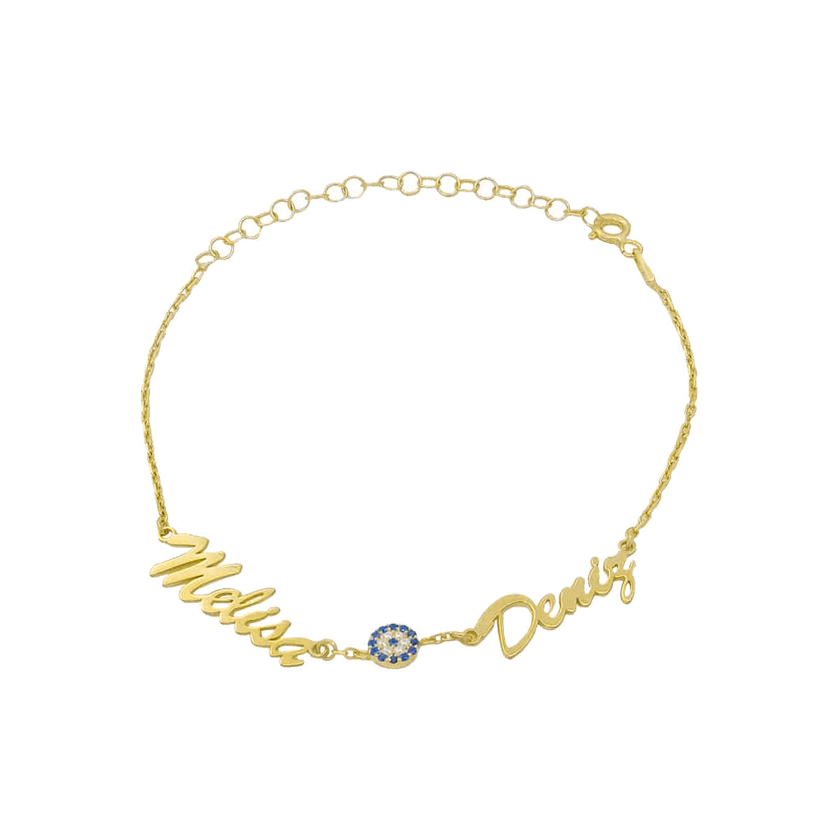 Kişiye Özel İki İsimli Nazarlı Bileklik | 925 Ayar Gümüş – Jeweliay Jewelry – 1 – Gold beyaz fon #RENK_gold