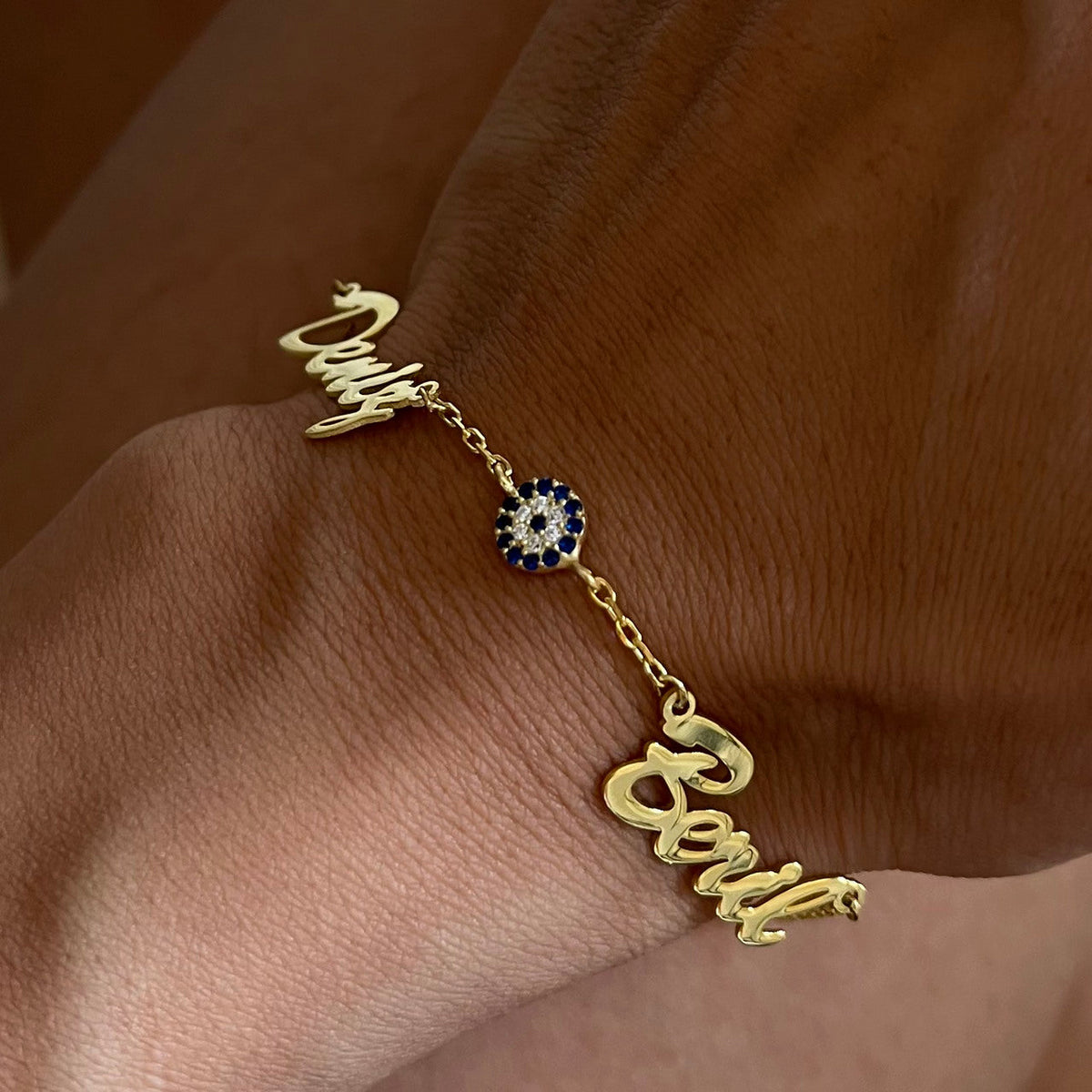 Kişiye Özel İki İsimli Nazarlı Bileklik | 925 Ayar Gümüş – Jeweliay Jewelry – 4