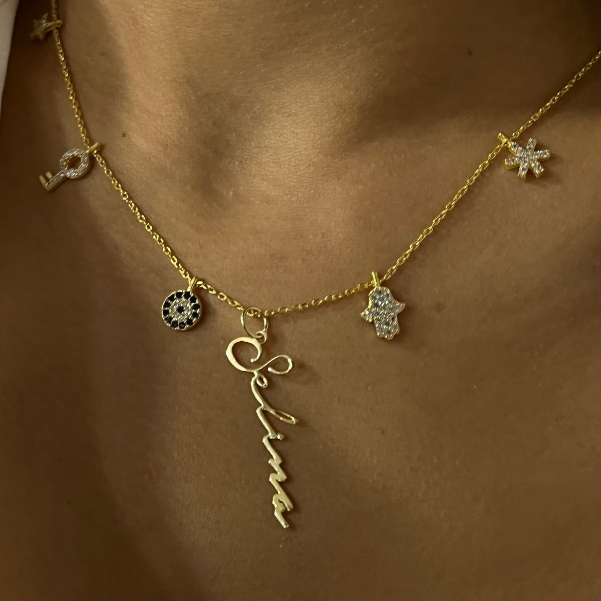 Kişiye Özel İmza İsim Sallantılı Zirkon Taşlı Şans Kolye | 925 Ayar Gümüş – Jeweliay Jewelry – 4