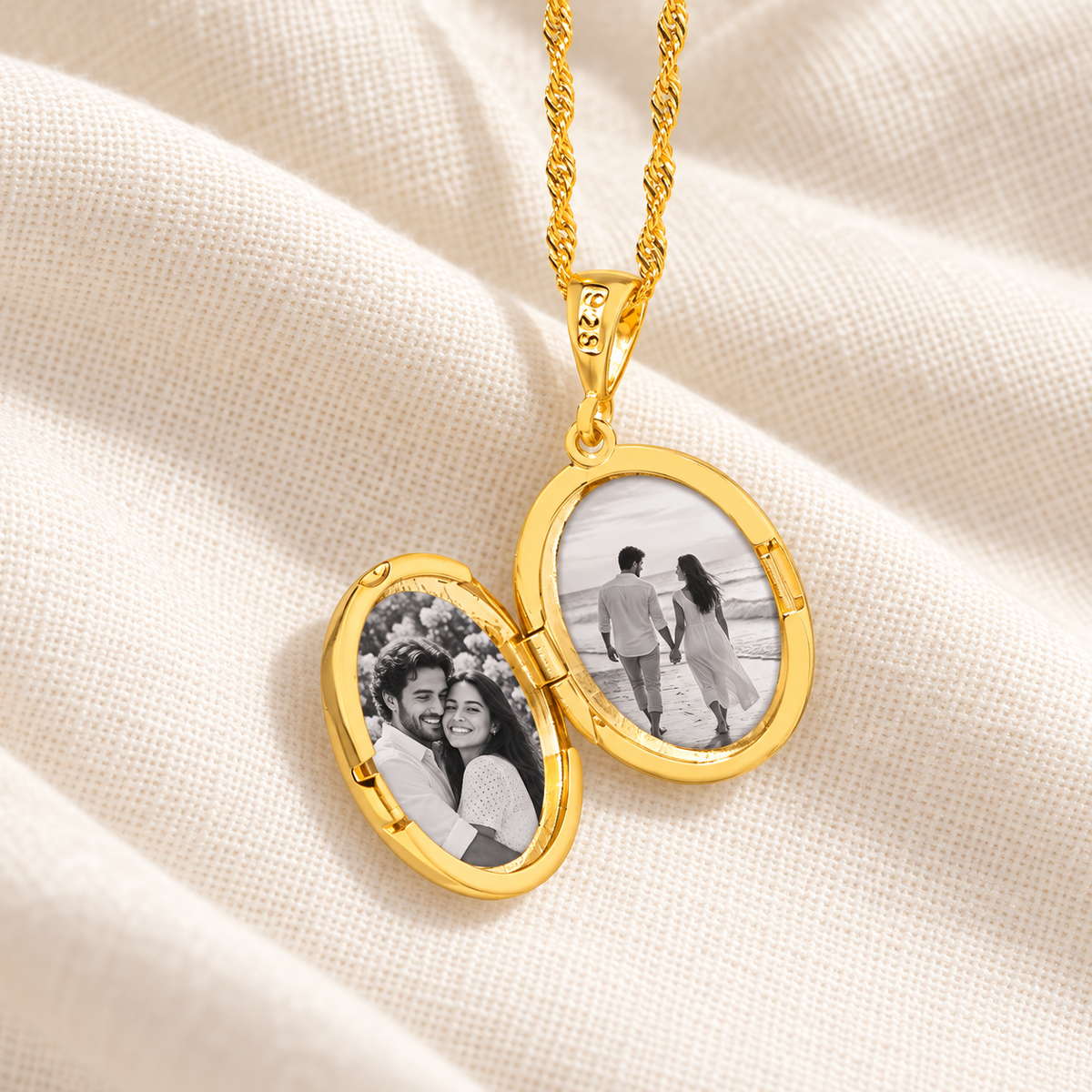 Kişiye Özel İsim Kazımalı Yuvarlak Fotoğraflı Kapaklı Kolye | 925 Ayar Gümüş – Jeweliay Jewelry – 2