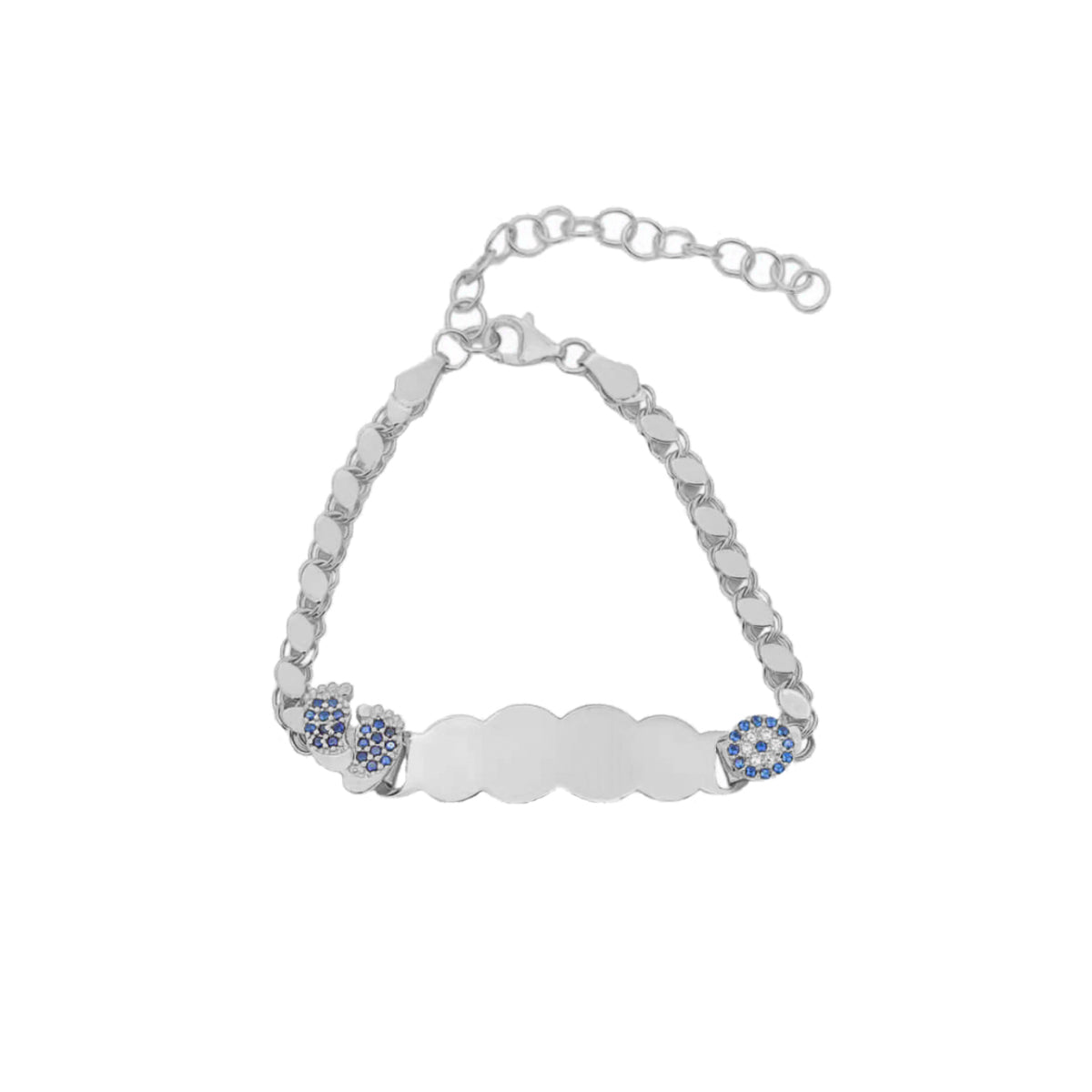 Kişiye Özel İsim Yazılı Bebek Ayaklı Nazarlı Çocuk Bilekliği | 925 Ayar Gümüş – Jeweliay Jewelry – 3 – Silver beyaz fon #RENK_silver