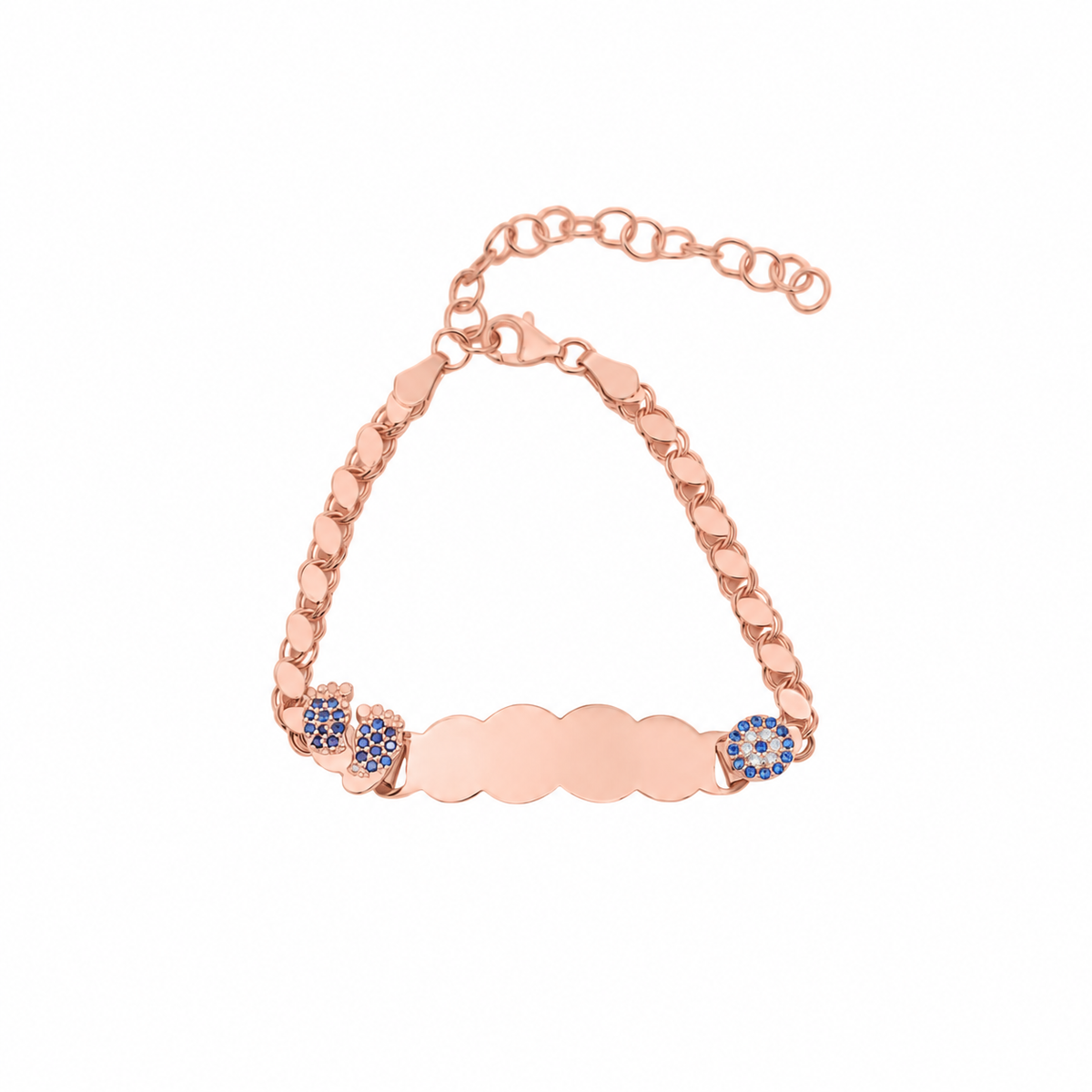 Kişiye Özel İsim Yazılı Bebek Ayaklı Nazarlı Çocuk Bilekliği | 925 Ayar Gümüş – Jeweliay Jewelry – 4 – Rose beyaz fon #RENK_rose