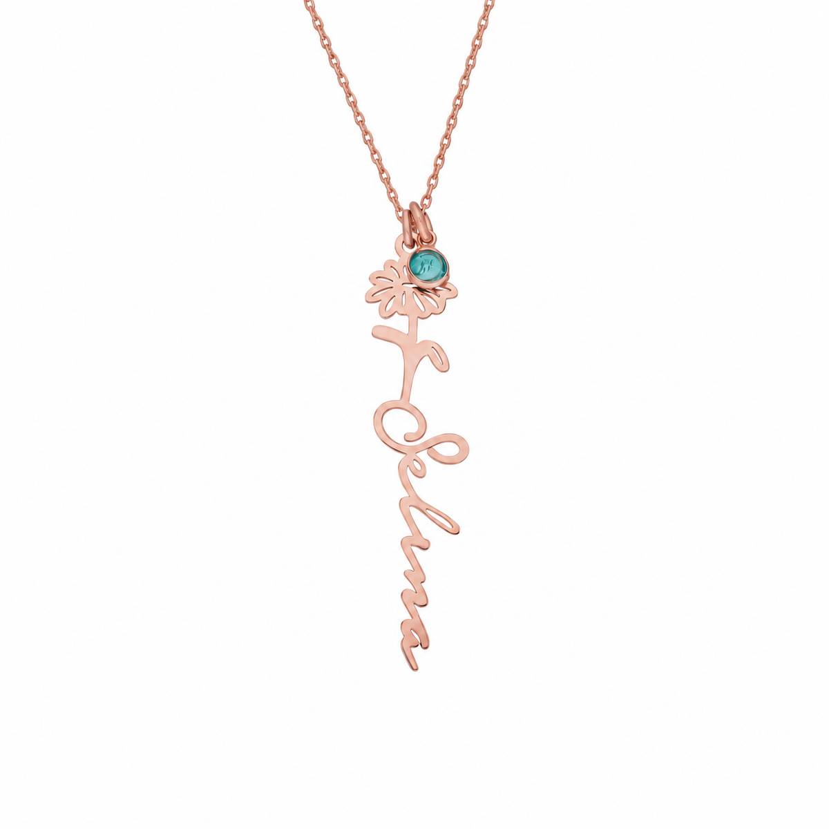 Kişiye Özel İsim Yazılı Doğum Çiçeği ve Taşı Kolye | 925 Ayar Gümüş – Jeweliay Jewelry – 4 – Rose beyaz fon #RENK_rose