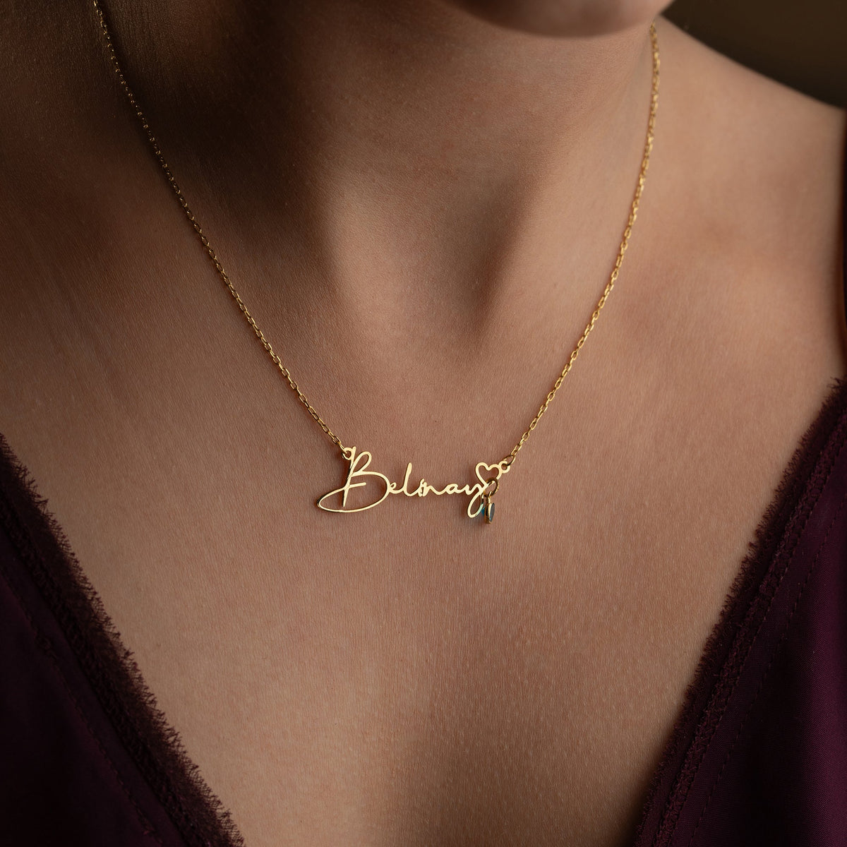 Kişiye Özel İsim Yazılı Doğum Taşı Kalp Kolye | 925 Ayar Gümüş – Jeweliay Jewelry – 9