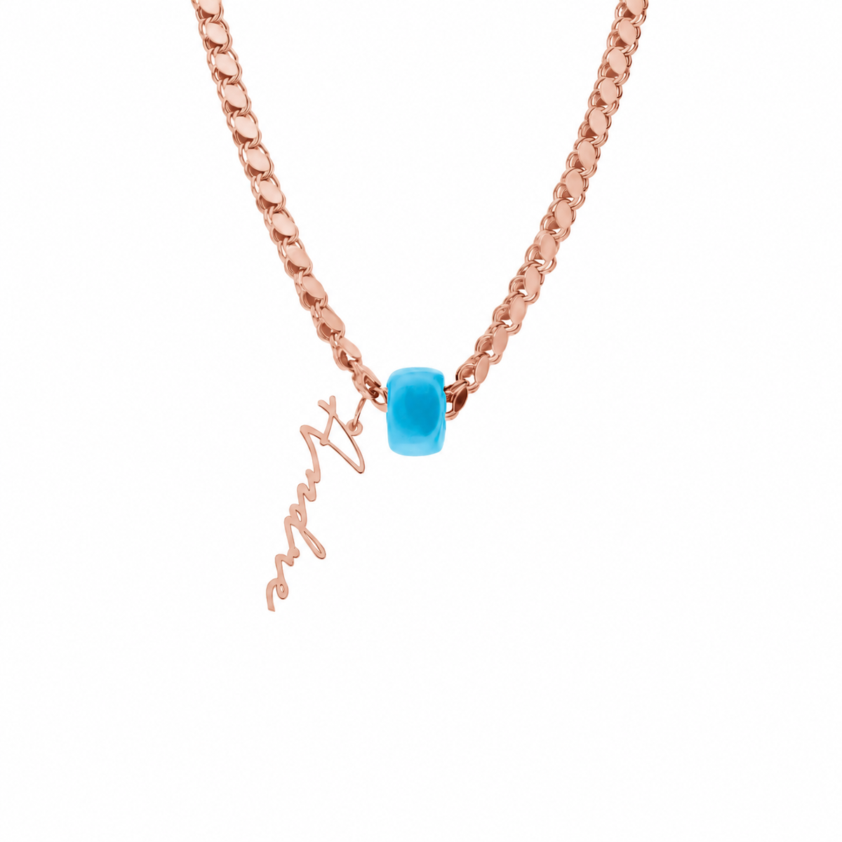 Kişiye Özel İsim Yazılı Firuze Taşlı Pullu Zincir Kolye | 925 Ayar Gümüş – Jeweliay Jewelry – 3 – Rose beyaz fon #RENK_rose