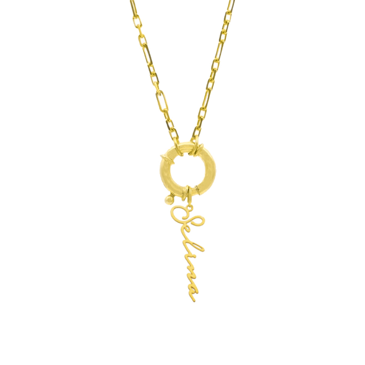 Kişiye Özel İsim Yazılı Gemici Kilitli 3+1 Forse Zincir Kolye | 925 Ayar Gümüş — Gold — beyaz fon #RENK_gold