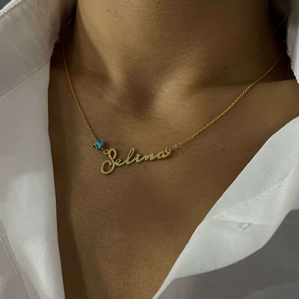 Kişiye Özel İsim Yazılı Göz Nazarlı Notera Font Kolye | 925 Ayar Gümüş – Jeweliay Jewelry – 4