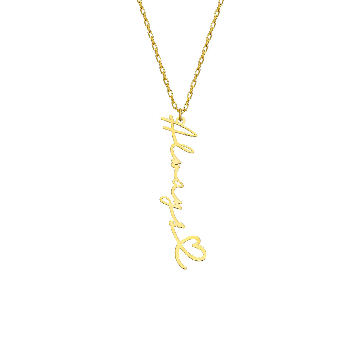 Kişiye Özel İsim Yazılı Kalp Detaylı Dikey Kolye | 925 Ayar Gümüş – Jeweliay Jewelry – 1 – Gold beyaz fon #RENK_gold