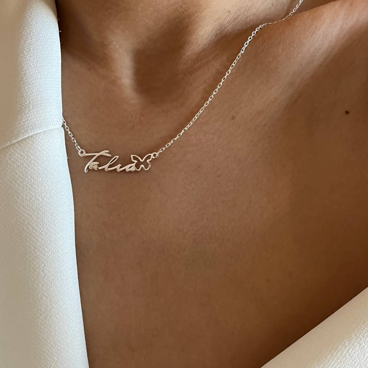 Kişiye Özel İsim Yazılı Kelebek Figürlü Kolye | 925 Ayar Gümüş – Jeweliay Jewelry – 7
